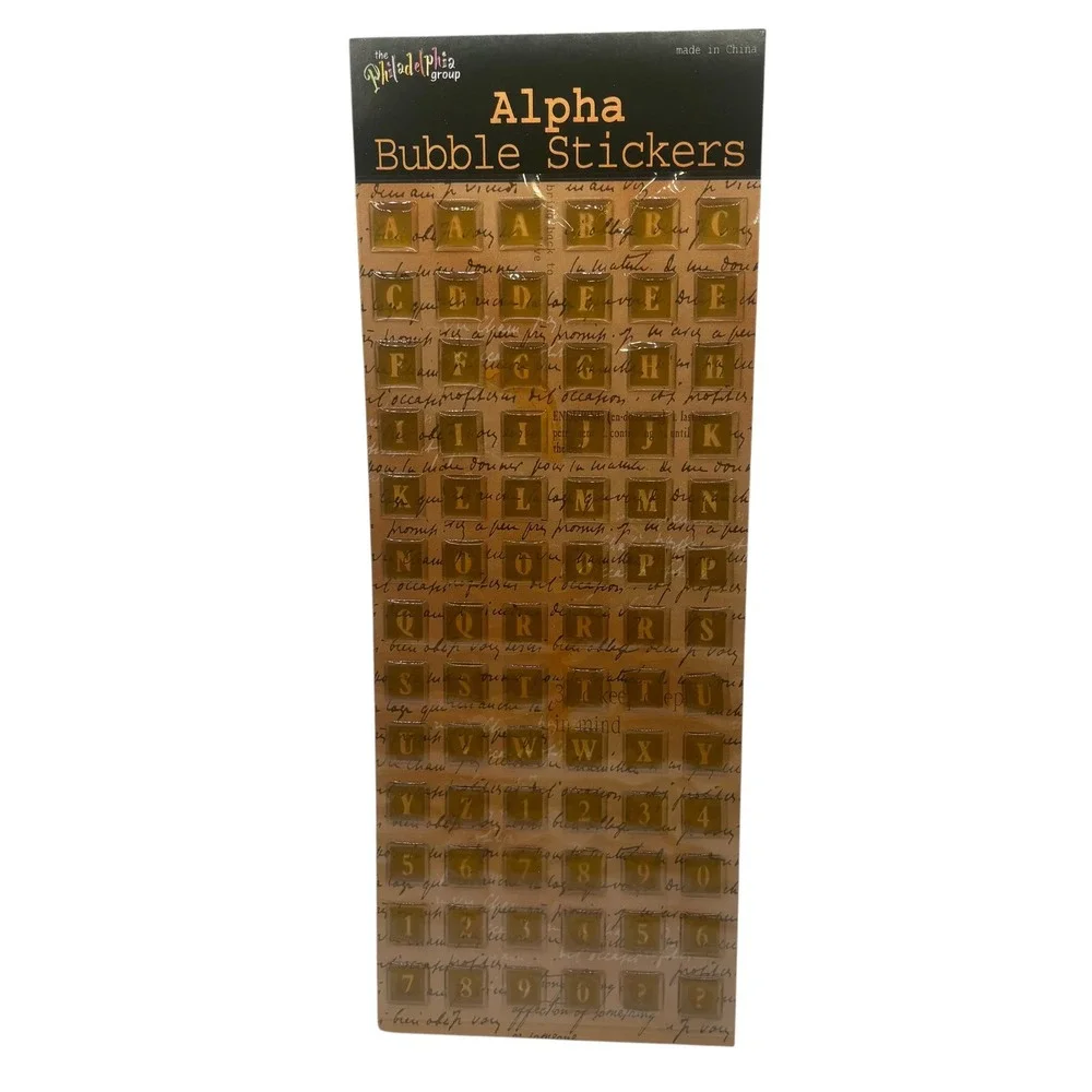 The Philadelphia Group Alpha Bubble Stickers 8 Sheets Multi Color Vintage Script